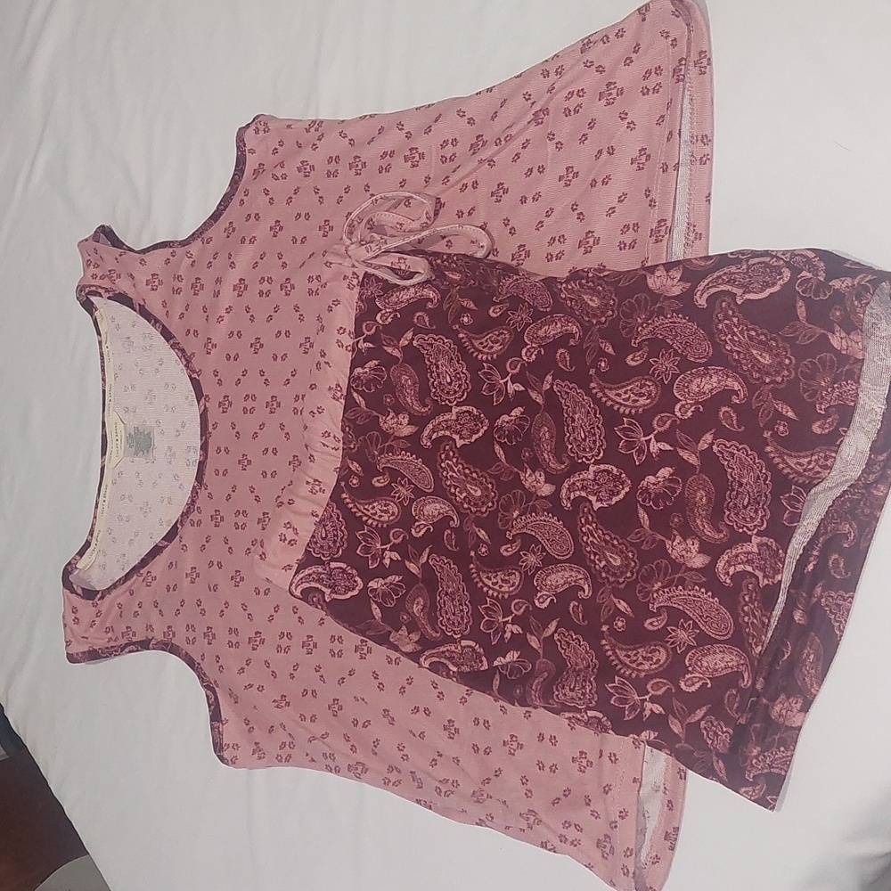 Lucky Brand 2 Piece Lounge Wear Pink & Burgundy .Size XXL